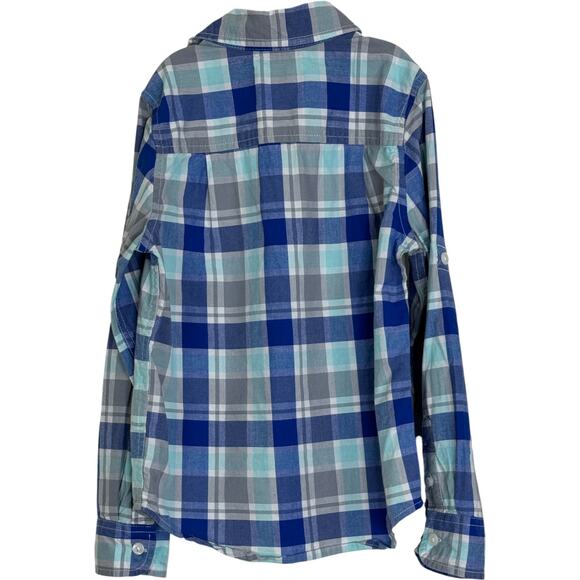 The Children's Place Boys Button-Up Shirt 5/6 Blue Gray Plaid Long Sleeve Cotton - Picture 11 of 15